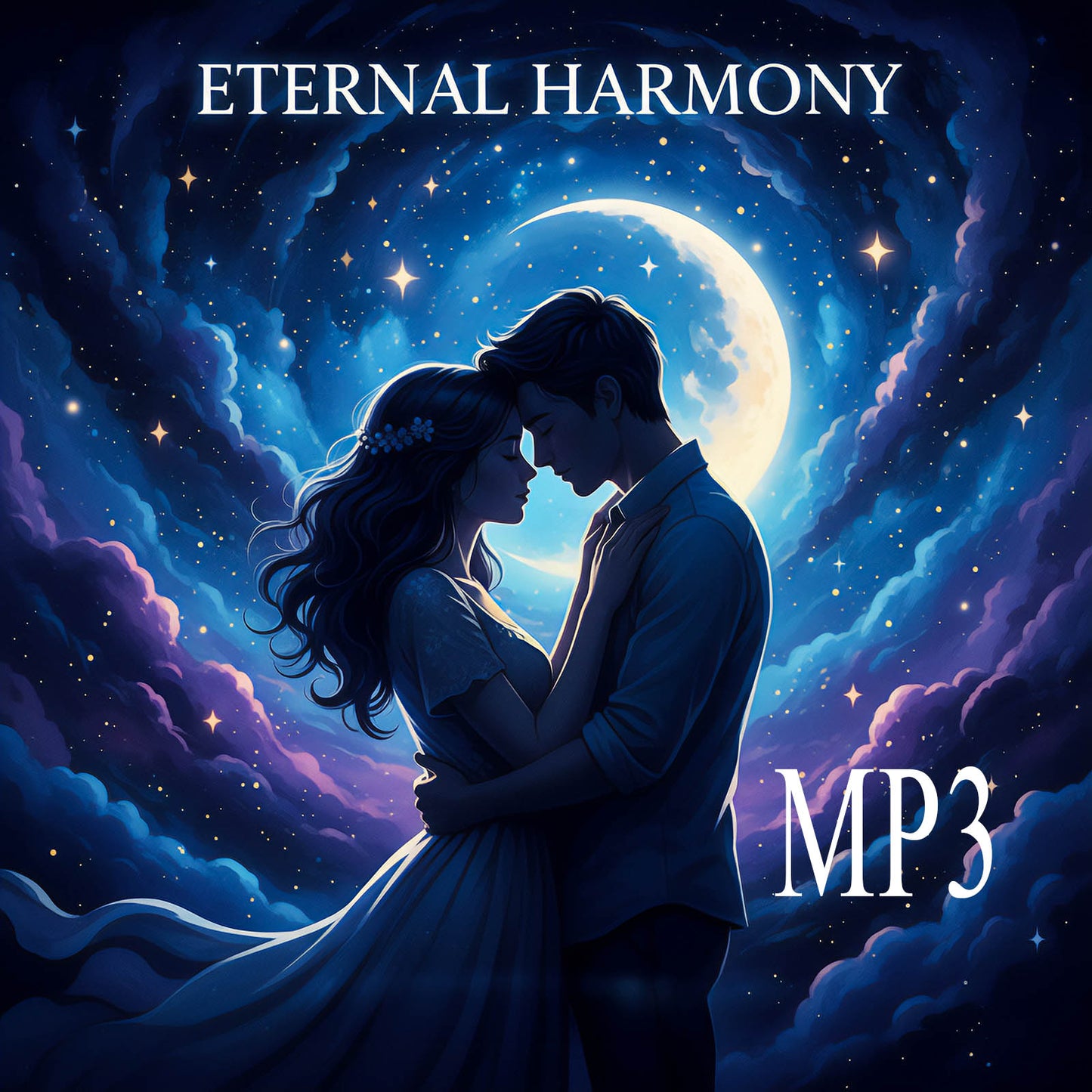 A romantic silhouette of a man and a woman embracing on a rooftop. They are framed against a highly stylized, blurred cityscape at night, featuring long streaks of bright neon lights in hues of hot pink, cyan, and deep purple. The cover title, "BLUR OF THE CITY LIGHTS," is in white text at the top, and "MP3" is in the bottom right corner.