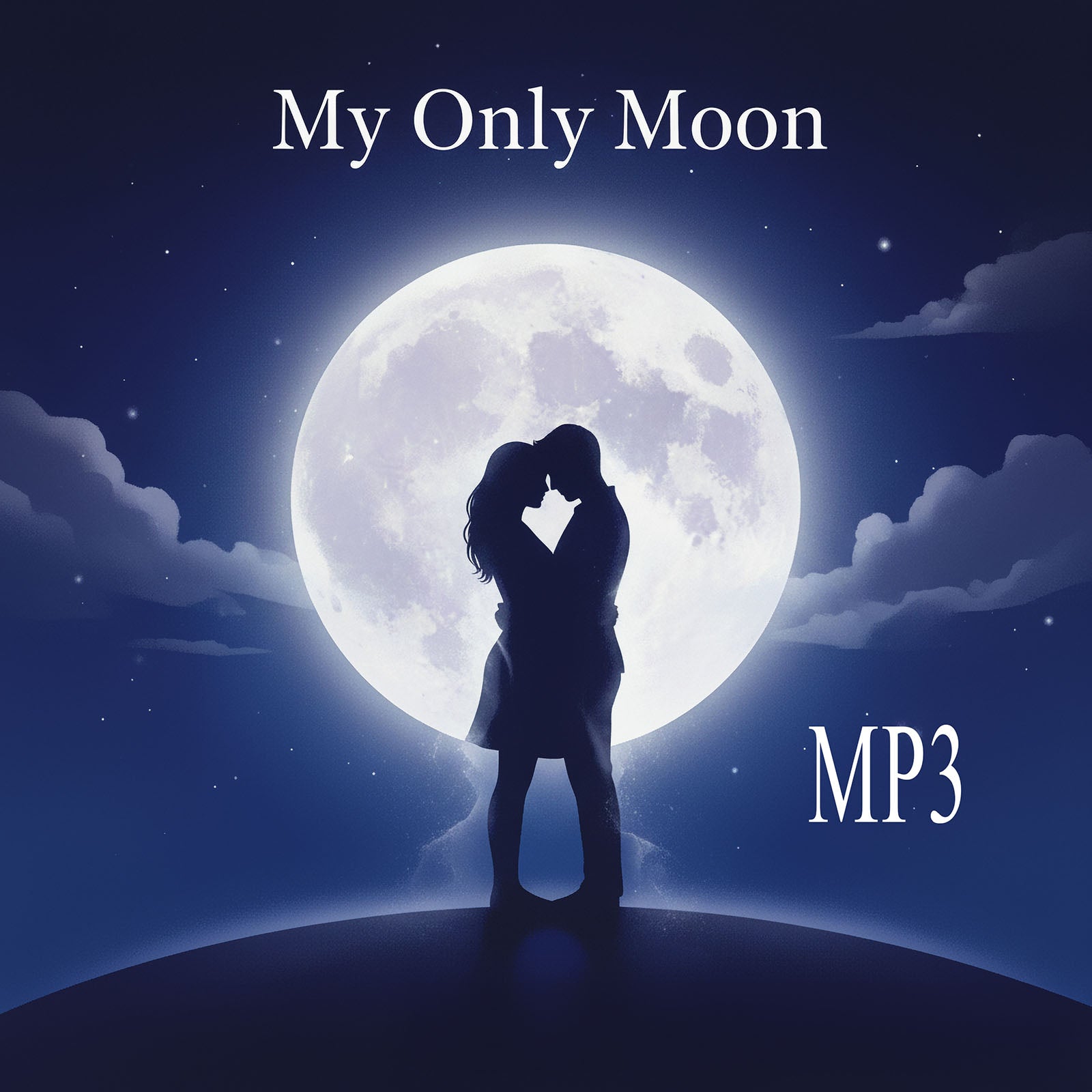 Silhouette of a couple under a large moon with 'My Only Moon' and 'MP3' text.